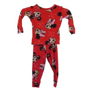 Disney Junior Minnie Mouse Red Pajama Set 2 Piece Cotton Snug Fit Kids Size 2T